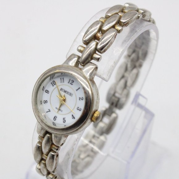 Vintage Rumors Watch Women Silver Tone Stainless Steel Classic White Quartz Dial - Picture 1 of 8